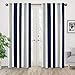 Sweet Jojo Designs Navy Blue, Gray and White Window Treatment Panels for Stripe Collection - Set of 2