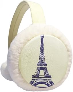 Eiffel Tower Outline França Paris Aquecedor de orelhas de inverno com cabo de lã peluda para ambientes externos