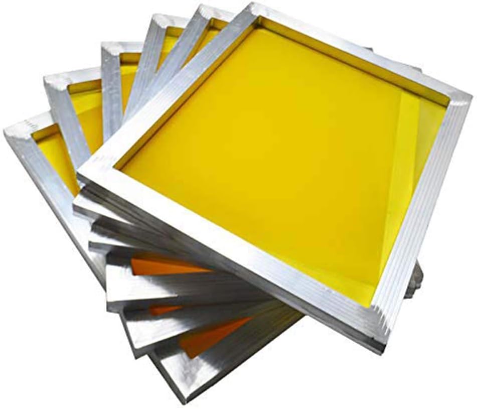INTSUPERMAI6pc 20inch *24inch Aluminum Silk Screen Frame with 305 Mesh Yellow Pre-Stretched Silk Screen Printing Frame