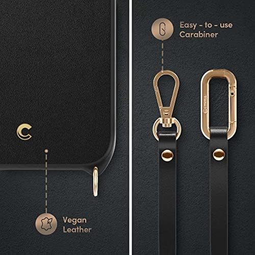 CYRILL Classic Charm [Crossbody Case] Compatible with iPhone 13 2021, PU Leather with Shockproof TPU Bumper Case with Adjustable Cord for iPhone 13 6.1inch (2021) - Black