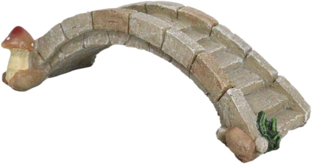 Ebros Enchanted Whimsical Fairy Cottage Garden Miniature Stone Bridge with Toadstool Mushroom Figurine 7.25 Long Mini Whimsical Gardens DIY Elves Pixies Fairies Indoors Outdoors Decorative Accessory