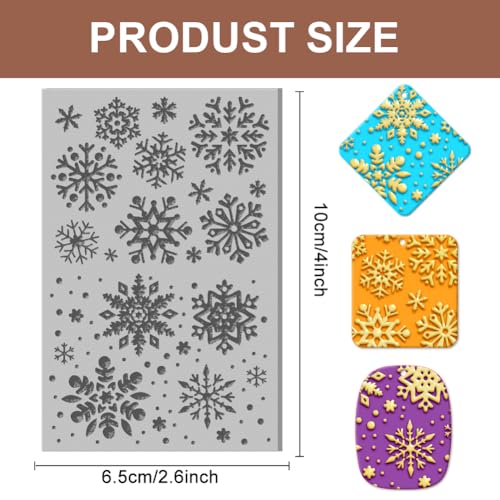 CHGCRAFT Snowflakes Winter Polymer Clay Texture Sheets Rubber Clay Texture Mats Polymer Clay Texture Tools for Creating Patterns and Designs are Suitable for Most Handicraft Creations - Image 2