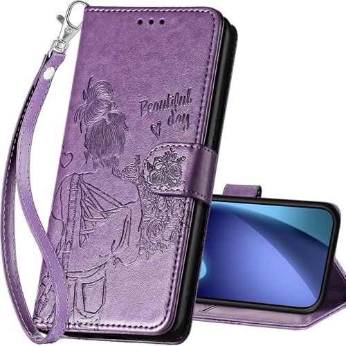 Housse iPhone 17 clapet magnétique et portefeuille violet 6.1 pouces