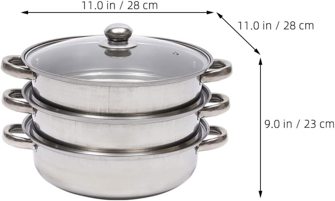 Induction Compatible Steaming Pot Steamer Stackable Space-saving Cookware Steamer for Buns Rice Eggs Seafood