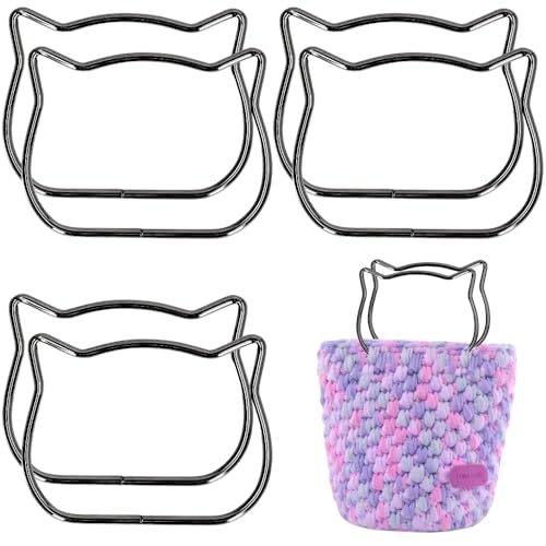 OUYIWEIMAOYI 6 asas para bolso de metal, asas de repuesto para la fabricación de bolsos, con forma de oreja de gato para hacer bolsas o de repuesto (gun black)