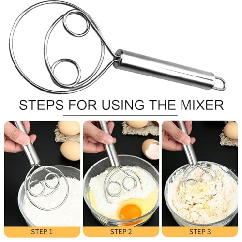 Image of BEYOND BASIC Multifunctional Effortless Stainless Steel Dough Mixer with Hanging Hole Durable Time-Saving Mixing Stick Baking Tools Egg Beater for Home Kitchen Baking Accessories 1 Pcs