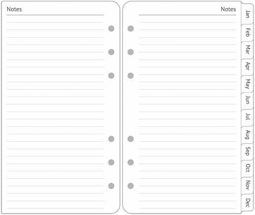Miniatura 5 de Recambios de planificador A6 sin fecha, 2 páginas por semana con horario por hora, pestañas mensuales, páginas de notas adicionales, comienza en