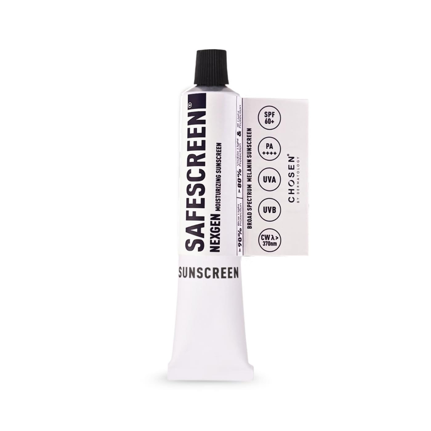 CHOSEN® NEXGEN SPF 60 PA++++ Moisturising Sunscreen | Broad Spectrum UV+IR+Blue Light Protection | Hydrating Dewy Finish | No White Cast | 10Hr Water-Resistant | Fragrance-Free | Sensitive Skin | 40ml