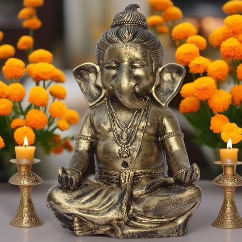 Serene Resin Ganesha Idol - Spiritual Home Decor Showpiece, Meditative Ganesh Ji Murti, 8x5 Inches - Ideal for Prosperity, Peace, and Gifting (Bal Ganpati) — photo — 2 of 9