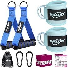 WALITO Exercise Handles and Gym Ankle Straps, Replacement Cable Machine Attachments for Home Gym Equipment, Pulley System, Pilates, Resistance Bands, Strength Trainer