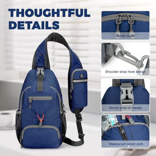 Aucuu Sling plecak, torba na klatkę piersiową, mała torba na ramię, wielofunkcyjna torba crossbody, torba na ramię z otworem na słuchawki, plecak na ramię, na wędrówki, podróże, wspinaczkę, dla