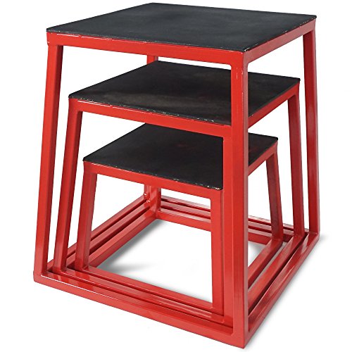 Titan Fitness Pro-Duty Steel 12" 18" 24" Plyometric Box Set, Anti-Slip Plyo Box Jump Platform, Home Gym Conditioning and Strength Training Exercises, Perform Box Jumps, Step Ups, Dips, Push Ups