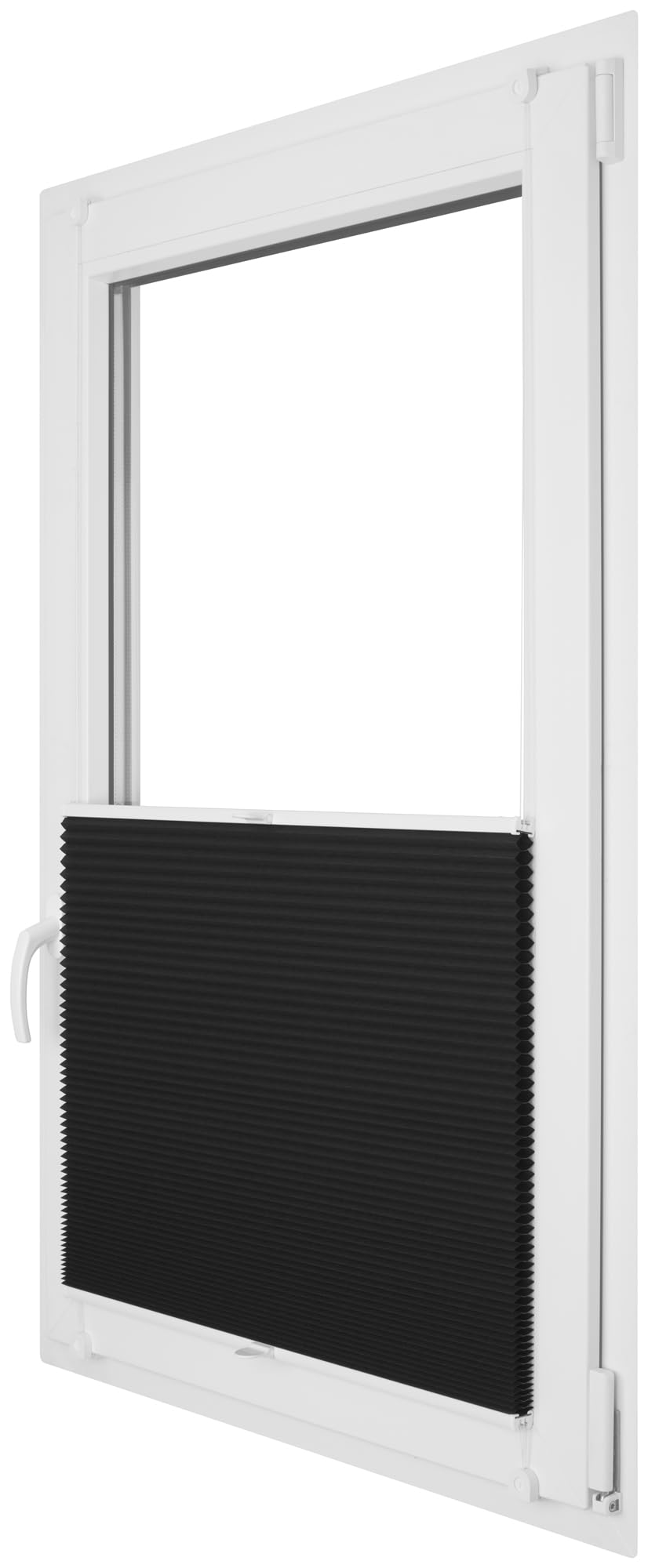 RENA Wabenplissee Thermo Plissee ohne Bohren Verdunklungsplissee Blickdicht Fenster Balkonfenster Balkontür Verdunkelung Sonnenschutz Innen Sichtschutz Hitzeschutz Schwarz 65x200 cm