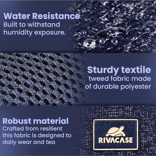 Image of RivaCase Anvik Lightweight Urban Backpack 7962 Water Resistant Tweed Fabric Dual Zipper Backpack 2 Main Compartments Bottle Pocket Accessories Pockets Padded Shoulder Strap fits Laptops Upto 15.6 inch