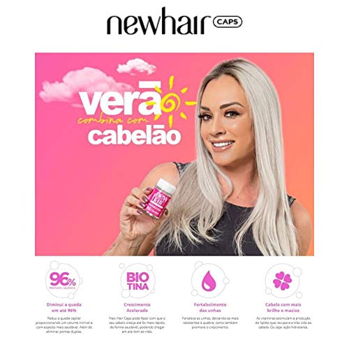 New Hair 30 Capsulas Feminino Suplemento Alimentar para Cabelos e Unhas - 2 unidades
