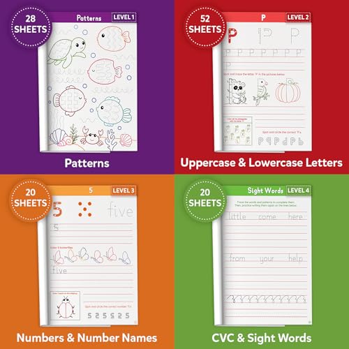 Image of Skillmatics Handwriting Practice Kit - 4 Stage-Based Writing Workbooks with Pencils & Eraser, Learn Patterns, Letters, Numbers & Words, Preschool Learning Set, Gift for Kids Ages 4, 5, 6, 7