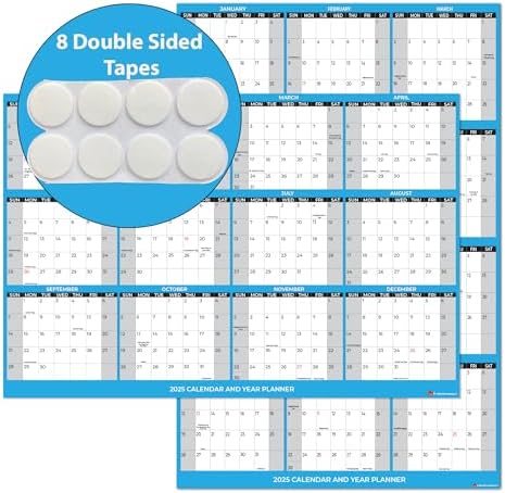 2025 Wall Calendar with Double Sided Tape for Wall hanging, Large Wet ...