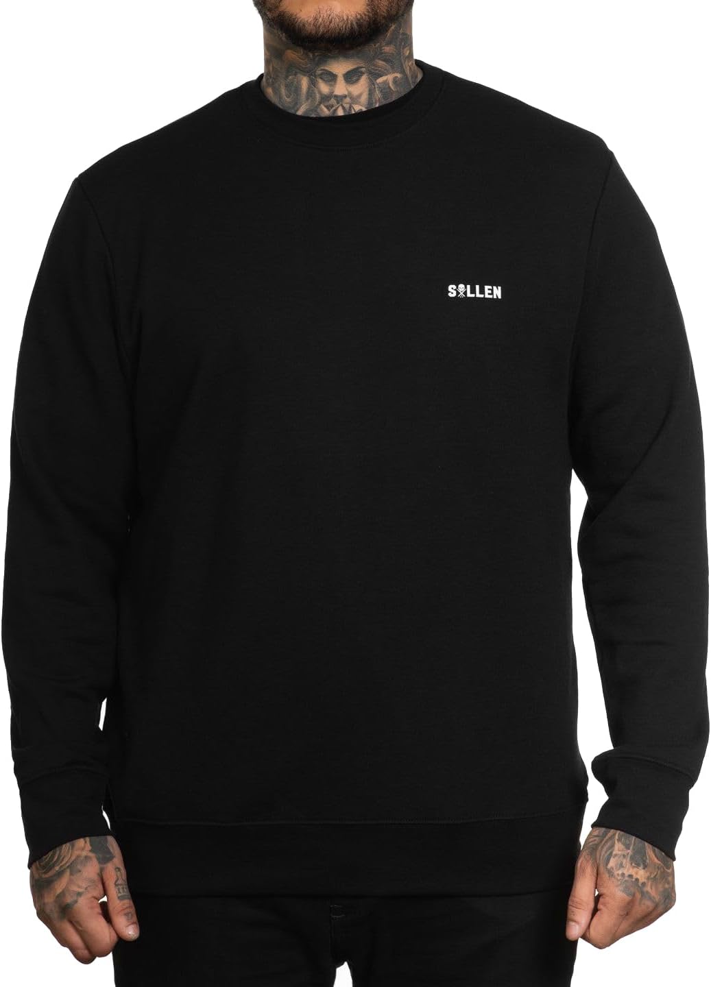 Sullen Men's Mark Crew Tattoo Lifestyle Graphic Long Sleeve Pullover Crew Feece Sweatshirt Black