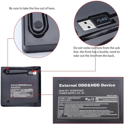 Unidad externa DVD CD USB 3.0 ultradelgada compatible con PC miniatura 6