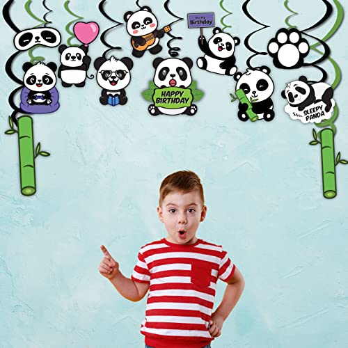 Image of FestikoCute Cartoon Panda Birthday Party Supplies,Children Party Decoration,Girl Birthday Party Decoration Swirls (12 Pcs)