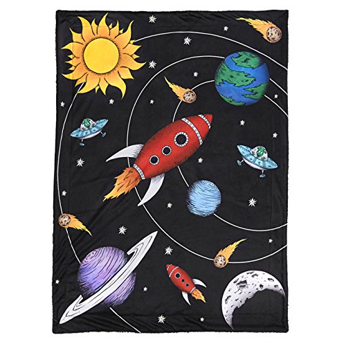 Jaxson's World Outer Space Theme | Minky Fleece Baby Blanket