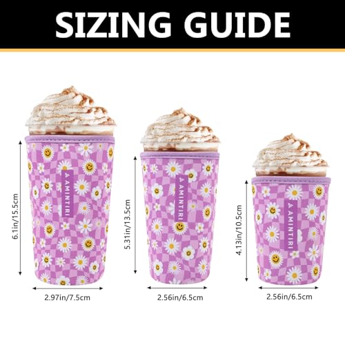 Image of 3 Pack Reusable Sleeve for Iced Coffee Cup, Coffee Neoprene Sleeve for Iced&Hot Drinks, Coffee Sleeve Compatible with Starbucks, Dunkin Coffee Cup. (Lalic Checkerboard)