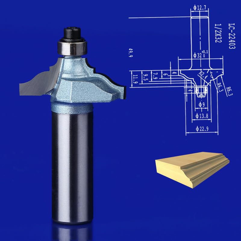 1 unidad de enrutador carpintería carburo tungsteno sólido Cnc 12,7mm, cortador fresado madera, herramienta máquina grabado(Yuanjiaomingzai 32mm)