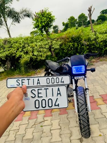 Image of IND Pradeep Bike Costomized Fancy Aluminium Bike Number Plate 2 PIECE, with Name or Number Embossed White | (Black Font) Without Any Serial Number (Non HSRP)