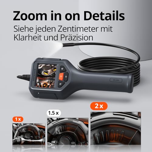 DEPSTECH Endoskopkamera mit Licht, 1080P HD Inspektionskamera Livebild mit 2X Zoom 2.4 Zoll IPS...