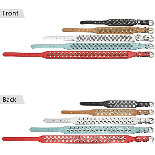 Hundehalsband mit Nieten, PU-Leder, Pitbull-Nieten, verstellbares Halsband (schwarz, 27–32 cm)