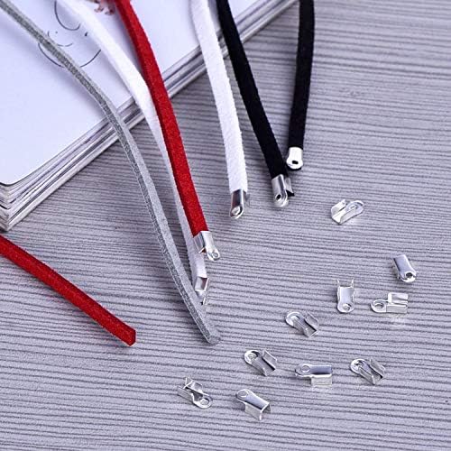 Leather Cord for Jewellery,20 Pack Faux Suede String Threads Beading Cords with 200 PCS Silver Cord Ends for Bracelet Necklace Key Chain Crafts 1mx3mm