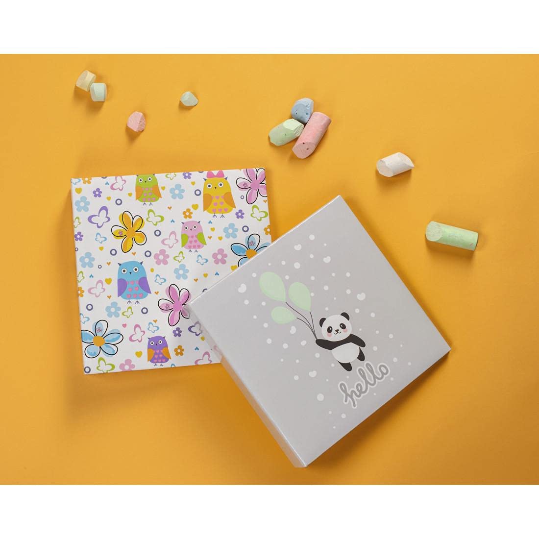 Hama Album fotograficzny Hello Panda (na wsuwki, 200 zdjęć 10x15 cm, miejsce na płytę CD, 100 stron, rozmiar albumu 22x22,5 cm) Szary
