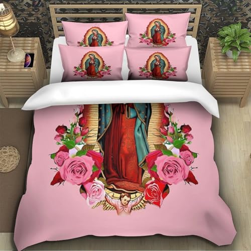 Housse de couette Vierge Marie cadeau communion baptême lit simple