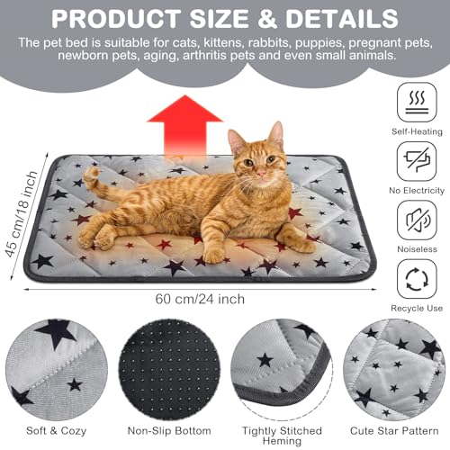 Namalu 4 Selbstwärmende Katzendecken Hundedecke mit Stern Muster Warme Weiche Decke für Haustier Waschbares Hundebett rutschfeste Decke für Outdoor Indoor (Rechteck, 45 x 60 cm)