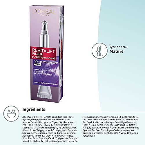 Soin Des Yeux Anti rides Revolumisant Revitalift Filler 'oreal Paris Le Tube De 15ml - vue 7