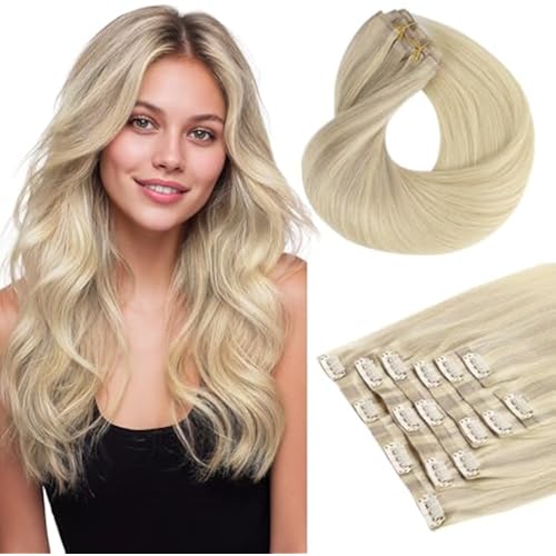 HOTBANANA Seamless Hair Extensions Clip in, PU Skin Weft 24"