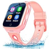 4G GPS Smart Watch for Kids Global Waterproof Phone Video Call SOS Emergency Alarm Voice Message Camera GPS Tracker Watch Real-Time Tracking Geo-Fence Touch Screen Boys Girls Gift Pink