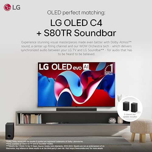 LG S80TR 5.1.3 ch. OLED evo TV Matching Home Theater Soundbar with Rear Surround Speakers and Wireless Subwoofer, Wow Orchestra, Dolby Atmos, WOWCAST Built-in (2024 Model) — view 5
