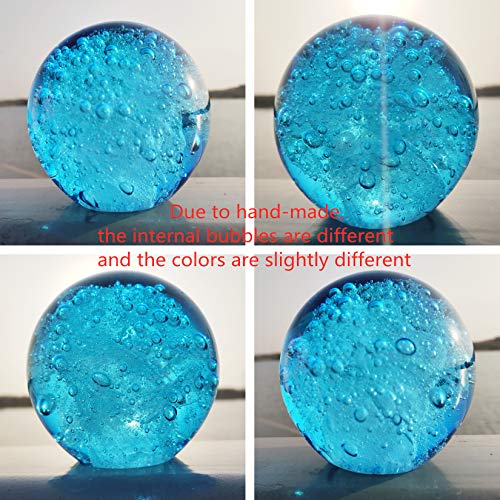 EUSTUMA Hand Blown Glass Figurines Ball Ocean Bubbles,Paperweight Glass Ball,Home Decor Collectible,Aquarium Decor,Office Decor Ocean Lovers
