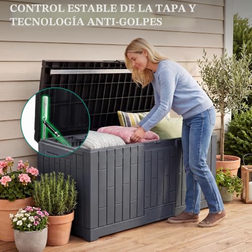 Miniatura 8 de Yitahome Arcón De Ordenación Exterior De 450l, Gran Almacenamiento De Resina Caja De Almacenaje De Jardín Para Cojines De Exterior, Material De Piscina