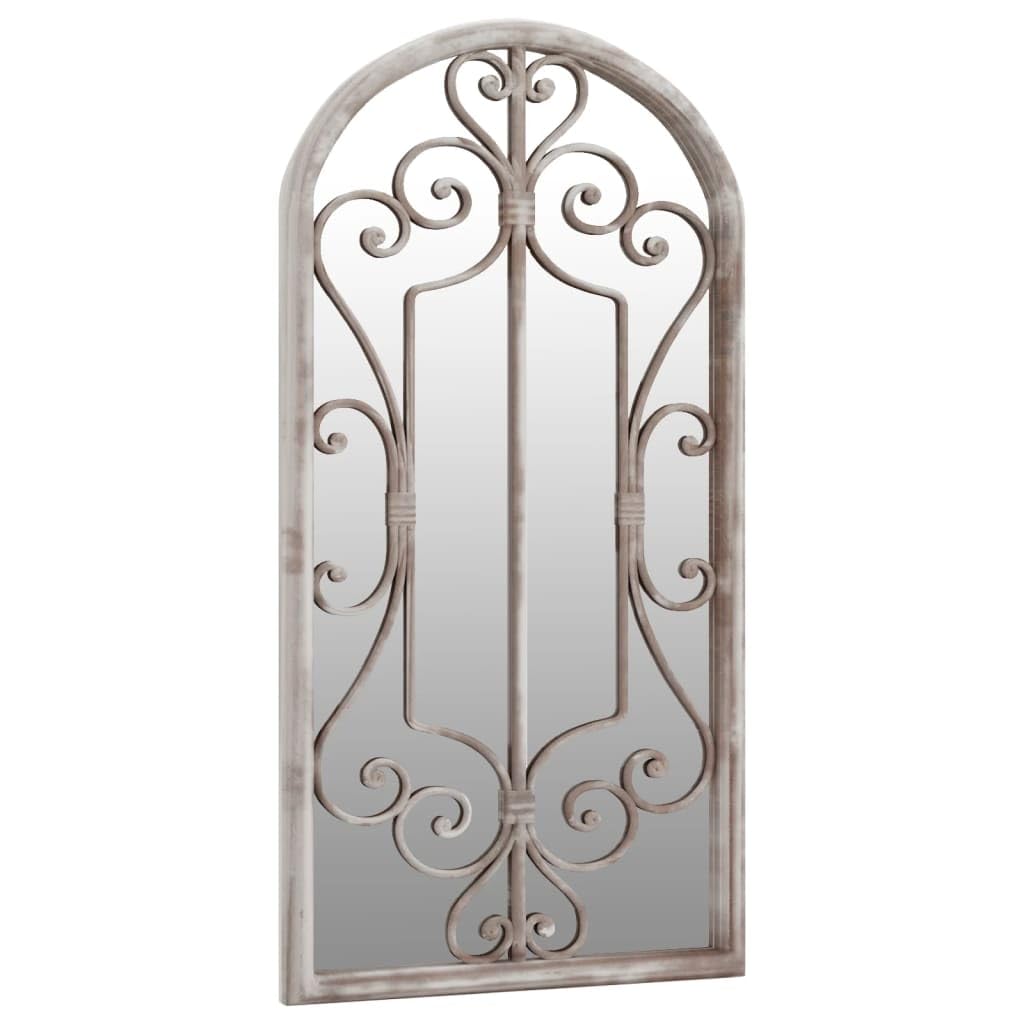 Mangloder - Espejo de jardín (70 x 30 cm, hierro y cristal, espejo de pared para exteriores, efecto oxidado, para pasillo, baño, armario, salón y más)