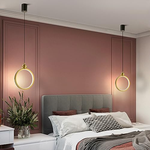 Lámpara colgante de 13W con anillo metálico dorado e iluminación LED 3