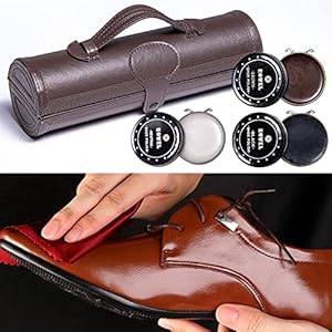 YUET Schoenpoetsset Reiniging Shine Care Vat Set Voor Bruin Zwart Leer Met Borstel Travel Case Luxe Premium Zachte Paardenhaar Varkenshaar Dauber, Houten Applicator, Schoenhoorn, Doek 12 Stuk Bruin