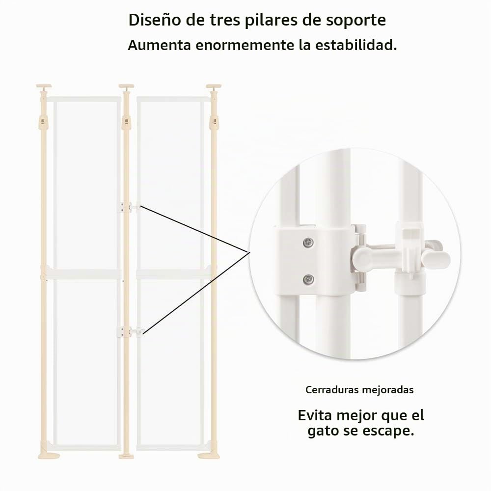 unipaws Puerta transparente extra alta para mascotas, puerta transparente ajustable para gatos de 190 cm a 250 cm con cerradura de puerta, montada a presión, no requiere taladrar, puerta de seguridad