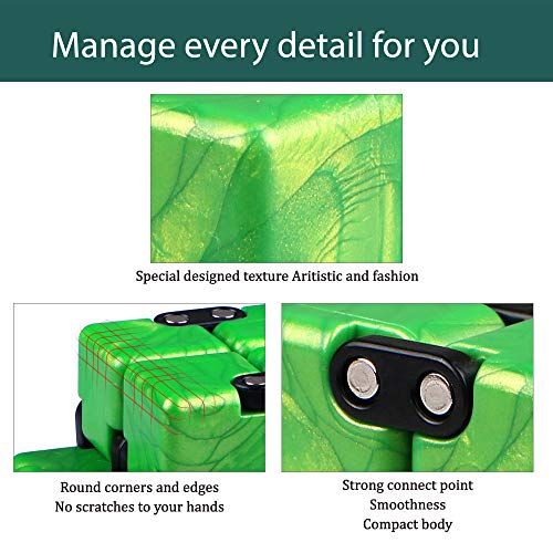 Qiyi Little Golden Elephant Upgraded Infinity Cube Fidget Toy,Cool Mini Gadget Best For Stress And Anxiety Relief And Kill Time, Special Designed Texture Artistic And Fashion(Emerald Green) #TOP2