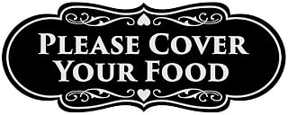 Signs ByLITA Designer Please Cover Your Food Sign (Black/Silver) - Small