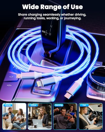 Cable de carga 3 en 1 multiUSB de 1,2m con luz LED para iPhone y Android 6