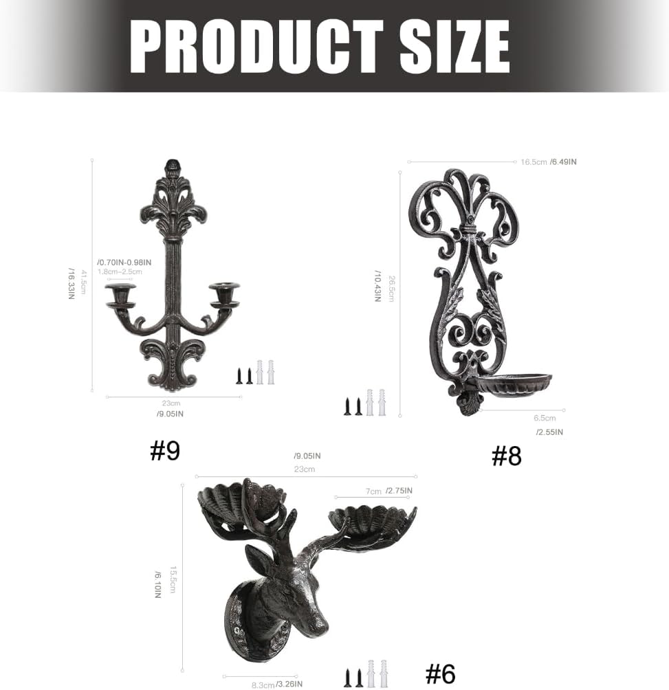 Wall Mount Metal Iron Wall Candle Sconce Holders Hanging Art Home Decorations