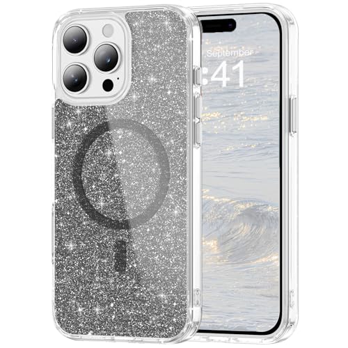 COTDINFOR Magnetic for iPhone 13 Pro Case Glitter Cute Slim Black JYS