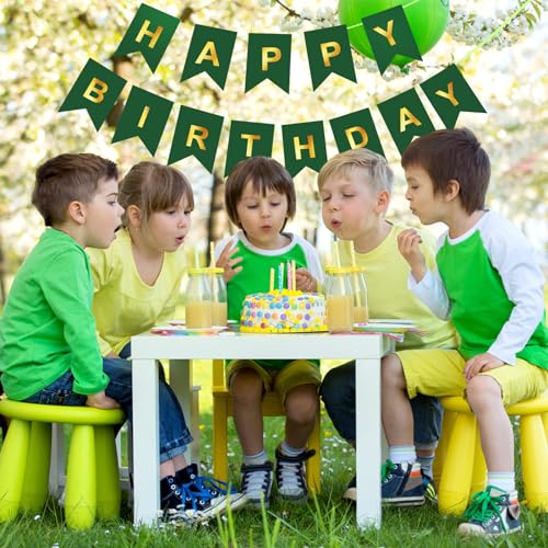 Image of Green Happy Birthday Banner,Dark Green and Gold Party Decorations Sigh for Decor,Backdrop Birthday Party Supplies,No DIY for Girls Boys Kids and Women Party Hanging(Pre-Strung,16ft)